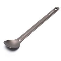 Urnanal Portable Titanium Long Handle Spoon, Lightweight Titanium Construction Flatware Suitable for Outdoor Picnic Cooking Camping Backpacking