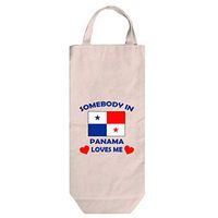 Somebody In Panama Loves Me Cotton Canvas Wine Bag Tote With Handles Wine Bag