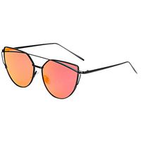 Meidexian888 Unisex Flat Lens Mirrored Metal Frame Glasses Oversized Cat Eye Sunglasses (C)