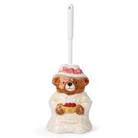 FORLONG Ceramic Toilet Brush Holder Set, Creative and Cute Bear Mother Brush Cleaner Holder Including Brush for Bathroom