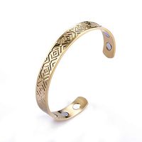 cooltime Stainless Steel Magnetic Rhombus Pattern Bracelet Cuff (Gold)