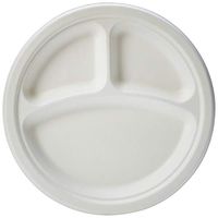 AmazonBasics Compostable Plate, 3 Compartment, 10-Inches, 500-Count