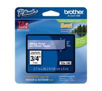 Brother P-Touch TZE145 - TZe Standard Adhesive Laminated Labeling Tape, 3/4w, White on Clear-BRTTZE145