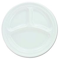 Dart 9CPWF 9 in White Plastic 3 Comp Plate (Case of 500)