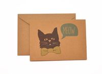 Stitched Bowtie Cat Stationery Note Card Set