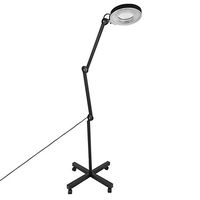 Facial Magnifing Floor Lamp 15W 5X LED Magnifier Light with Adjustable Swivel Arm and Rolling Stand for Beauty Salon Skincare Manicure Tattoo(Black)