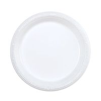 Party Dimensions 100 Count Plastic Plate, 7-Inch, White, Club Pack