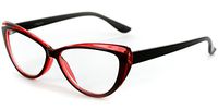 "Caribe" Reading Glasses with Colorful, Two-Tone Cateye Frames for Stylish Women (Red +2.00)