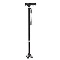HXZXH Adjustable Quad Cane Lightweight Walking Stick For Men And Women Walking Stick With T Handle Hand Crutch With LED Light Fashionable And Sturdy (Original Black)