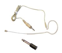 Over Ear Boom Microphone Headset - Professional Hands Free Omnidirectional Wired Audio Condenser Microphone Headset w/ 3.5mm / 1/4" Adapter, 1.2m Cable, and Windscreen - Pyle Pro PMEM1 (Beige)