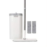 KIKBLW Microfiber Mop and Bucket System, Self Cleaning Squeeze Mop Free Hand Wash Flat Mop for Floor with 2 Washable Microfiber Mop Pads