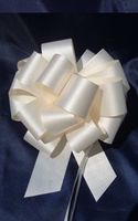 50 Pull String Bows - Gift Wrap Packaging - 5" 20 Loops - 1 1/4" - Ivory - Wholesale Lot - Holiday Present Packaging