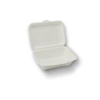 Stalkmarket 100% Compostable Sugar Cane Fiber Hinged Container, Lunch Box, 250-Count Case