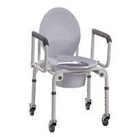 Drive Steel Drop Arm Commode With Wheels & Padded Arms