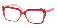 SOOLALA Ladies Oversized Sexy Square Rivet Stylish Frame Reading Glass, Red, 3.5