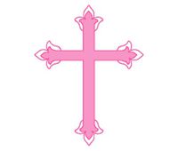 HotSaleStore Sticker Seals 48 Religious Girl Baptism Pink Cross!! Sticker Label Envelope Seals 1.2" Round