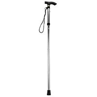 Walking Stick Adjustable Aluminum Metal Folding Collapsible Travel Cane with Non-slip Rubber Base (Silver)