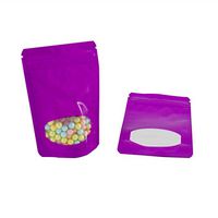 100 Pcs Window Colorful Stand Up Zip Lock Bags Pouch,Mylar Aluminum Foil Standing Window Plastic Pouches Clear Front Bottom Gusset Pouch Keep Aroma Bags (Purple, 11x16x3 cm(4.33"x6.3"x1.18"))