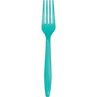 Club Pack of 288 Teal Premium Heavy-Duty Plastic Party Forks