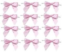 12 Pack Baby Pink Pre-tied Bows Party Favor Gift Packaging Bows
