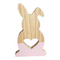 Shuohu Hollow Heart Wooden Bunny,Hollow Rabbit Art Craft,Kids Gift Home Office Decoration Pink