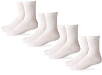 Carolina Ultimate Mens Non-Binding Diabetic Cotton Crew Socks 4 Pair Pack (Shoe Size: 4-9 / Sock Size: 9-11, White)