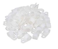 VNDEFUL 100PCS White Nylon R-Type Cable Clamp Cable Organizer Cord Clips for Cable Management (1/8 Inch /3.2mm Diameter)