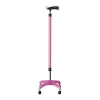 Crutches Four Feet Adjustable Non-Slip Walking Elderly Aluminum Blue Gold Pink (Color : Pink, Size : 73.5cm)