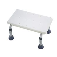 Bath Stool White Bathroom Shower Stool Adjustable Child Toilet Step Stool Telescopic Footrest with PE Plastic Seat Plate and Anti-Slip Mat