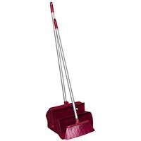 Remco 62504 Lobby Dustpan with Broom, Polypropylene/Polyester/Aluminum, 7" X 14" Bin, 37" Handle, Red