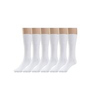 Silky Toes 3 or 6 Pk Men's Diabetic Non-Binding Cotton Dress Socks, Multi Colors Also Available in Plus Sizes… (King (15-17), White - 6 Pairs)