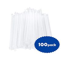 OTOR Plastic Drinking Straws Individually Wrapped, Clear, Pack of 100 (0.2 inches Wide, 8.7 inches Long)