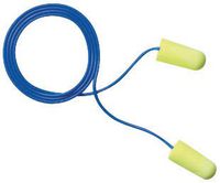 3M Single Use E-A-Rsoft Yellow Neons Tapered Polyurethane Foam Corded Earplugs With Vinyl Cord (100 Packs)