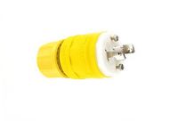 Leviton 24W04 15 Amp, 125 Volt, Plug, Locking Blade, Industrial Grade, Non-Grounding, Wetguard, Yellow