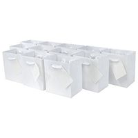 4x2.75x4.5" 12 Pcs. Extra Small White Premium Quality Paper Gift Bags with Handles, Party Favor Bags for Birthday Parties, Weddings, Holidays and All Occasions