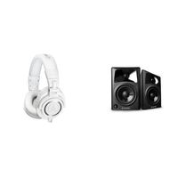 Audio-Technica ATH-M50xWH Professional Studio Monitor Headphones with M-Audio AV42 Professional Studio Monitor Speakers