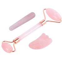 MUOBOFU Pink Crystal Massage Toolkit Include Rose Quartz Roller & Butterfly Wand Shape Gua Sha Board -Anti Aging, Eye Puffiness, Neck Slimming Skin Care Tool for Spa Acupuncture Therapy Treatment