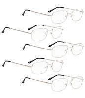 READING GLASSES 5 pack Bridge-flexable Readers Men (Silver, 2.75)