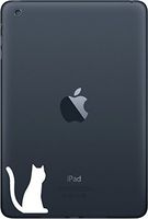Cat Sitting Tail Raised - iPad MINI - Vinyl Decal Sticker - Copyright © Yadda-Yadda Design Co. (2"w x 2.5"h) (WHITE)