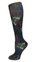Prestige Medical 12 Inch Soft Compression Socks, Butterflies Grey, 2 Count