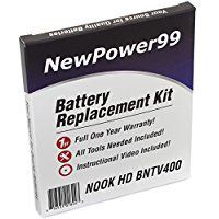 Battery Replacement Kit for The Barnes and Noble Nook HD 7" BNTV400 Tablet with Installation Video, Tools, and Extended Life Battery