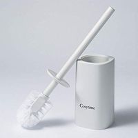 Cosytime Wc Toilet Brush with Holder Set,Grey Toilet Bowl Cleaner Brush,Strong Long Toilet Cleaning Brush with Cover,Square Basic Corner Toilet Brush for Bathroom,Restroom