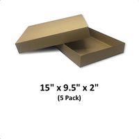 Brown Cardboard Kraft Apparel Decorative Gift Boxes with Lids for Clothing and Gifts, 15x9.5x2 (5 Pack) | MagicWater Supply