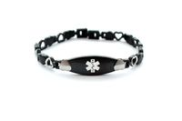 Black Satin Heart Bracelet - Medical ID