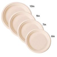 Compostable 6" / 7" / 9" / 10" 200-Pack Paper Plates (Each Size 50 Pack) Heavy-Duty Quality Natural Disposable Wheat Straw Raw Material, Eco-Friendly Made of Wheat Straw Fibers