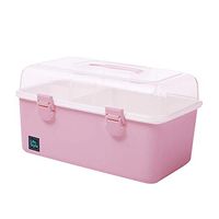 YOUTHUP Double-Layer Medicine Box, Family Capacity First Aid Kit, Suitable for Desktop Storage of Medicines, Skin Care Products (M, Pink)