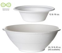 Bulk Compostable Bowls, 12oz Bagasse Dinnerware, Renewable Sugarcane: Eco-Products EP-BL12 (2000 Compostable Bowls)