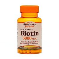 Sundown Naturals Biotin, 5000mcg 60 capsules