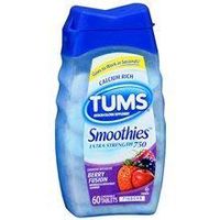 Tums Smoothies Extra Strength 750 Antacid/Calcium Supplement Chewable Tablets Berry Fusion 60.0 ea. (Quantity of 6) by Unknown