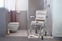 Ocean Shower Commode Chair with 5 Inch Casters Stainless Steel Frame